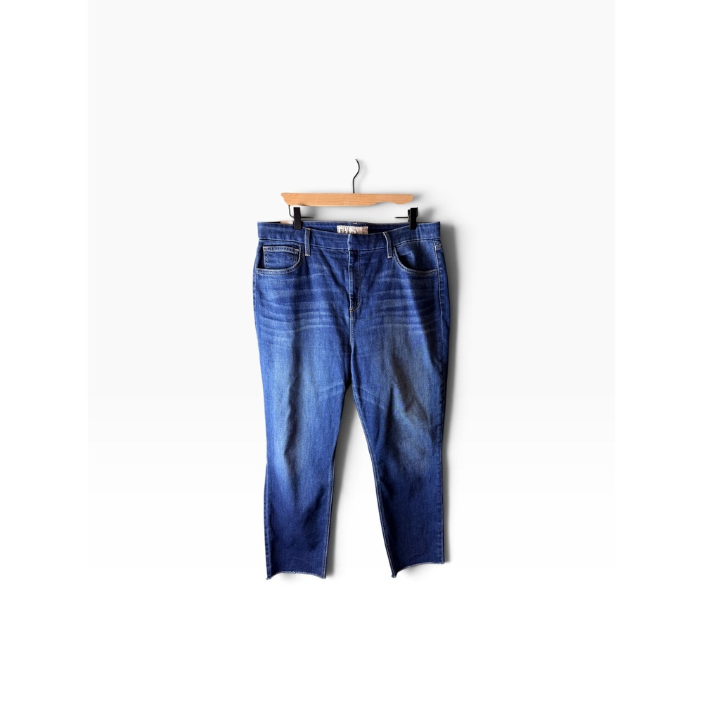 Frank & Eileen Derry Blue Medium Wash Raw Hem Cropped Jeans High Rise Womens 32